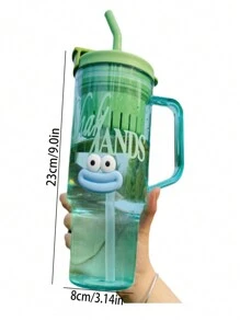 1入組1200毫升大容量塑料水杯，夏季新設計，便攜式吸管杯，適用於旅行、運動、學生、家庭和禮品 - 彩色 - 查看 5