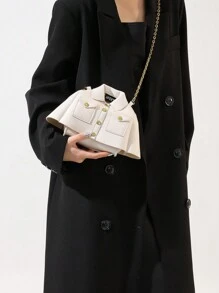 1 chiếc túi da dầu cổ điển cá nhân hóa, túi cầm tay trang trí phong cách Punk vui nhộn, chất liệu PU chống mài mòn màu trơn, dây đeo vai đa năng để đeo vai hoặc đeo chéo, túi quà tặng Halloween Giáng sinh, túi đựng điện thoại di động phong cách cổ điển, thích hợp cho phụ nữ hẹn hò, mua sắm, túi đựng áo du lịch thường ngày, túi đeo dưới cánh tay, túi đeo chéo hoặc đeo vai - trắng - Xem 4