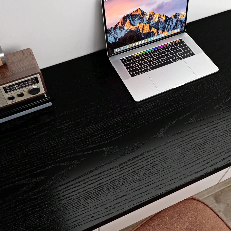 1 Roll Countertop Contact Paper Black Wood Look Counter Top Peel Wallpaperand Stick Waterproof