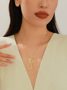 1入歐美風格高檔幾何非洲地圖吊墜項鍊