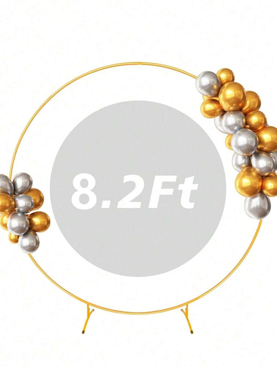US STOCK 112pc 6.56 Ft Round Golden Metal Balloon Arch Kit Decoration, Large Size Flower Balloon Arch For Wedding Graduation Birthday Party Supplies Decorations - Gold - View 1