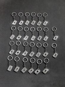 1pc Fashionable European And American Style Alloy Rectangle Shaped Rhinestone-Studded & Oil-Dripping Poker Card Shaped Keychain Or Bag Pendant With 26 English Letters For Personalized, Gorgeous And Cute Accessories For Both Men And Women Car Accessories Bag Charm School Goth Y2k Halloween Accessories Teachers Day Christmas Gift Ideas Bag Lanyards With Id Holder Car Accessories Bag Charms Car Accessories Friend Sister - Silver - View 12