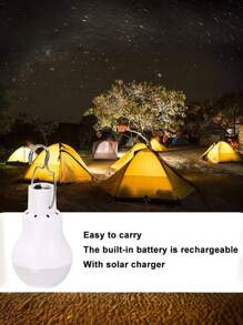 1 件太阳能 LED 吊灯 - 防水应急灯泡，适用于户外庭院、花园和露营 - 耐用、可充电且节能的夜间照明