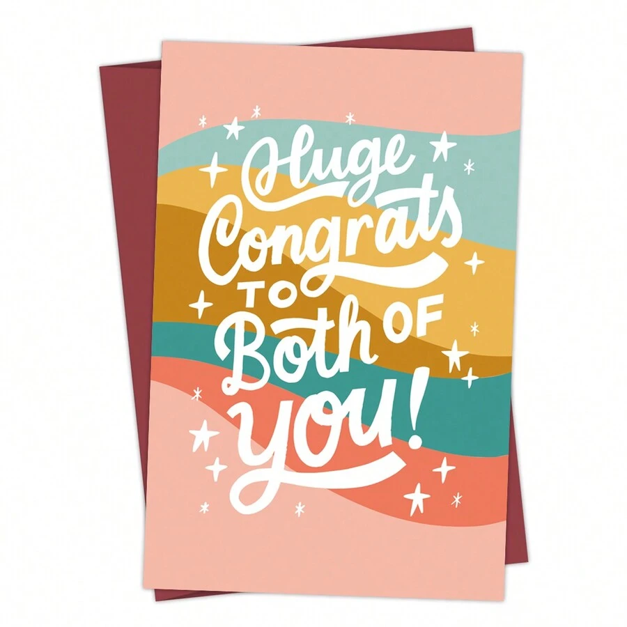 1入組巨型賀卡，婚禮祝賀賀卡，新人賀卡，婚禮慶祝筆記，致謝感激卡，獻給朋友的紙質卡片