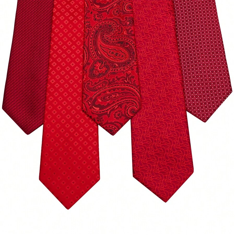 1 chiếc cà vạt nam màu đỏ họa tiết Paisley, thích hợp cho các buổi tiệc thời trang, đám cưới, công sở và các dịp thường ngày. - Nhiều màu - Xem 1
