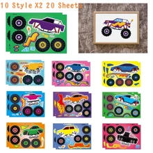 8/16/24/32 张怪兽卡车贴纸，多种图案可选，派对礼品，DIY 怪兽卡车，汽车主题装饰 - 彩色 - 查看 28