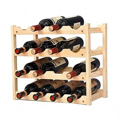 LIVINGANDHOME Living And Home 4 Tier Freestanding Bamboo Wine Rack,Wooden Wine Bottle Storage Rack,Wine Storage Holder,Wine Storage Rack,Wine Bottle Stand Display Shelf,Wine Storage Bracket,Wood Wine Shelf For Cabinet,Cupboard,Countertop,Wine Storage Display Shelves For Living Room,Kitchen,Bar
