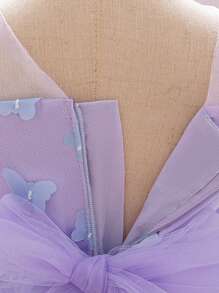 彩色3D蝴蝶蓬蓬裙，适合女婴，可爱又适合花童参加户外派对，面料图案随机裁剪，不含头带 - 紫色 - 查看 8