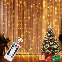 1 pezzo Luci a tenda USB con telecomando, bianco caldo/bianco/multicolore, 8 modalità, luci a tenda a LED per camera da letto, luci da favola, luci per corone, luci di Natale/Ognissanti per decorazioni domestiche, luci per decorazioni per festival, matrimoni, feste, compleanni, giardino, lauree, campeggio, autunno e Natale