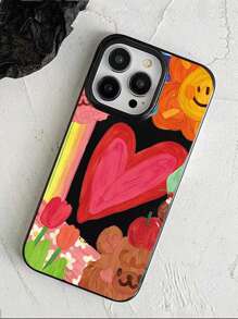 1pc Oil Painting Sun Love Bear Tulip Phone Case - Multicolor - View 3