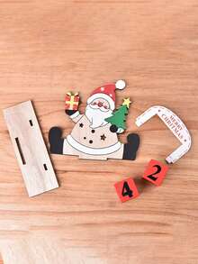 1 peça Calendário do Advento de Madeira Pintada de Natal DIY Decoração para Presente, Enfeite de Montagem Criativa