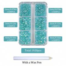 1920pcs / 6 Grids Resin Rhinestones Beads With Wax Pen, Multicolors 2mm 3mm 4mm Non-Hot Fix Flatback Round Jelly Resin Rhinestones For Nail Art Decoration, Face Makeup, DIY Jewelry Craft, Making Accessories, Shoes, Clothes, Bags Nail Charms Nail Gems Nail Supplies