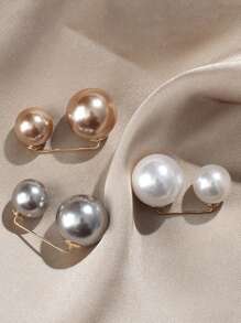 1pack Hijab Pins With Faux Pearl And Silk Scarf Decorative Headband Pin Accessories Women Brooch