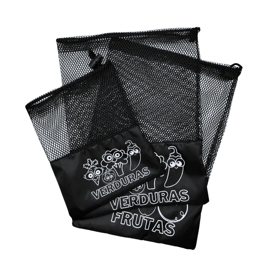 VENATUS 10 Bolsas Lavables y Reutilizables para Almacenar Frutas y Verduras - Negro - Ver 1