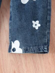 2 piezas Conjunto de top acanalado + pantalones para bebé niña, conjunto de ropa delgada de verano - Blanco - Ver 6