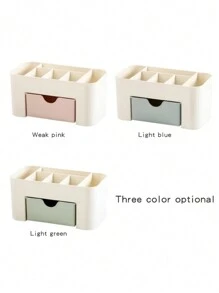 Organizador De Maquillaje Cosméticos Multiusos Escritorio Baño 6 Compartimentos + 1 Cajón - Verde - Ver 6