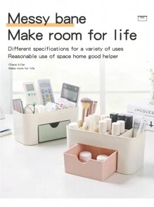 Organizador De Maquillaje Cosméticos Multiusos Escritorio Baño 6 Compartimentos + 1 Cajón - Verde - Ver 5