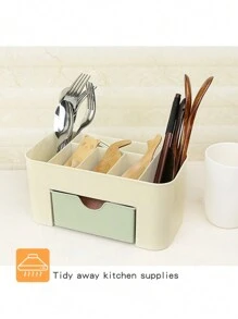 Organizador De Maquillaje Cosméticos Multiusos Escritorio Baño 6 Compartimentos + 1 Cajón - Verde - Ver 3