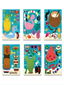 6pcs Cartoon Guppy, Animal, Dinosaur, Ice Cream Stickers For DIY Face Swap & Cartoon Decoration, Waterproof Stickers For Student Classroom Interaction And Gift Giving. - Multicolor - View 8