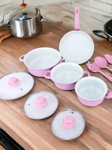Set de 13 Piezas Ollas para Cocina y Utensilios de. Cocina - Rosa - Ver 6