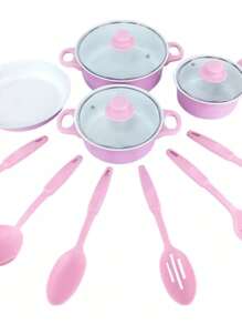 Set de 13 Piezas Ollas para Cocina y Utensilios de. Cocina - Rosa - Ver 7