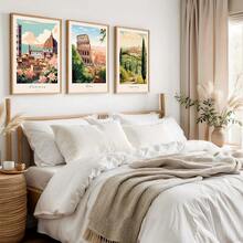 3pcs/Set Italy Tuscany Landscape Canvas Wall Art Prints, Colorful Italian Posters, Ideal Gift For Bedroom, Living Room, Corridor, Dining Room, Wall Art, Home Decor, Summer Decoration, Wall Decoration, Room Decoration, Frameless - Color - View 5
