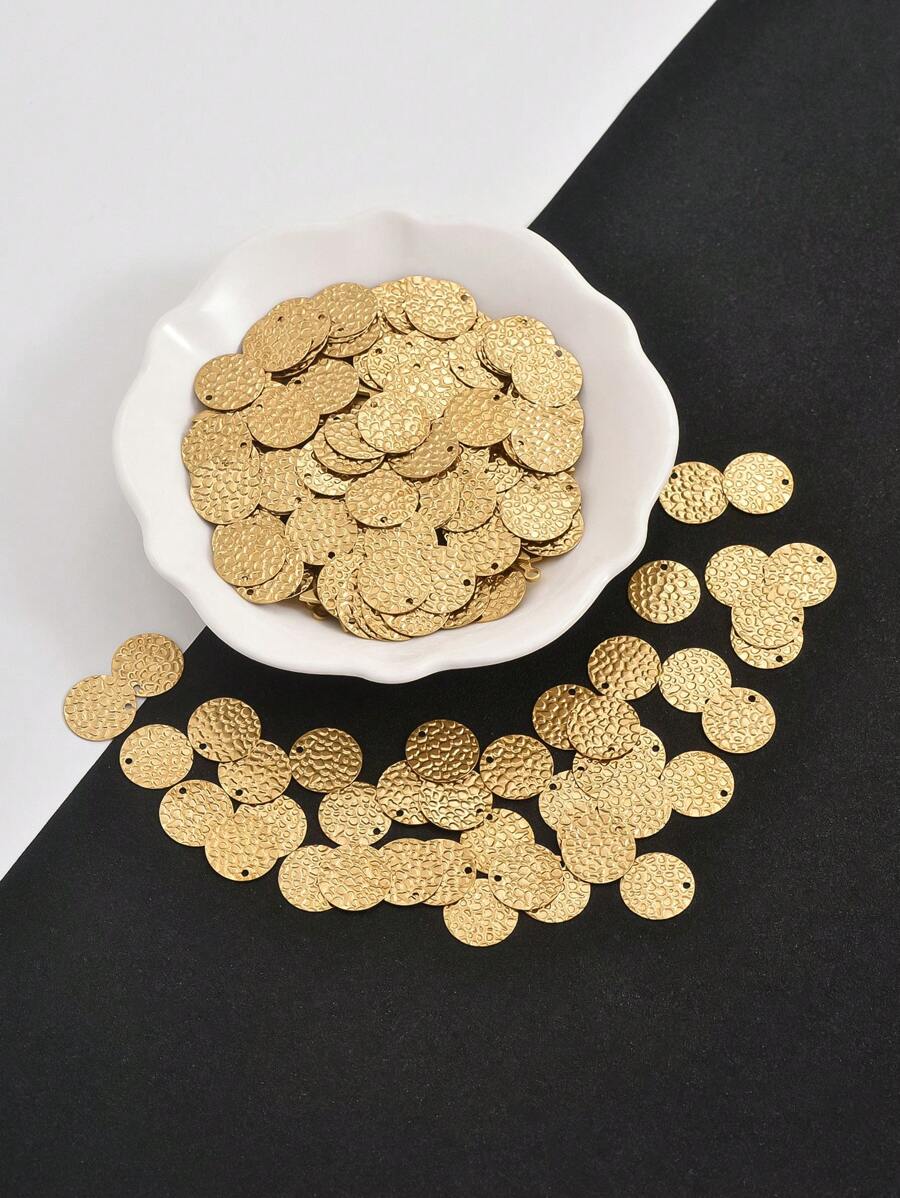 50pcs, 13mm Simple Coin Style Detector, Necklace Pendant, Charm Tag, DIY Jewelry Making Accessories
