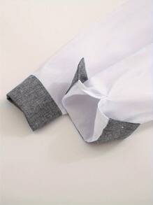 Young Boy's Spring/Summer/Autumn Gentleman Style Long Sleeve Shirt And Overall Pants Two Pieces Set