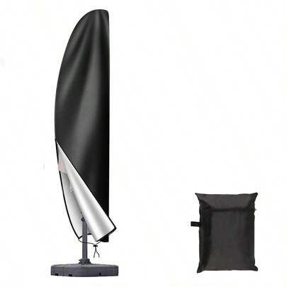 1 Stück wasserdichte Oxford-Tuch Schirmabdeckung für den Außenbereich, Natur Terrassen Schirmabdeckung, Garten wind-und regendichte Schirmabdeckung-Zubehör, Außen Dirt-und Regenabdeckung mit Reißverschluss und wasserdichtem Stoff in Schwarz