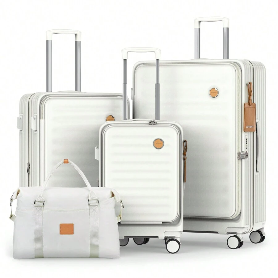 Joyway - 4個行李套裝PC硬殼旋轉行李箱 -（可擴展的20英寸，24英寸）28英寸，此為審查行李箱