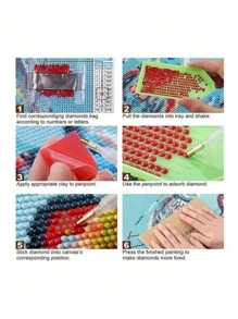 1入組5D梅果蛋糕DIY鑽石畫套件，浴室臥室辦公室客廳藝術掛畫，無框家居裝飾，節日禮物 - 彩色 - 查看 5