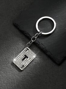 1pc Fashionable European And American Style Alloy Rectangle Shaped Rhinestone-Studded & Oil-Dripping Poker Card Shaped Keychain Or Bag Pendant With 26 English Letters For Personalized, Gorgeous And Cute Accessories For Both Men And Women Car Accessories Bag Charm School Goth Y2k Halloween Accessories Teachers Day Christmas Gift Ideas Bag Lanyards With Id Holder Car Accessories Bag Charms Car Accessories Friend Sister - Silver - View 26