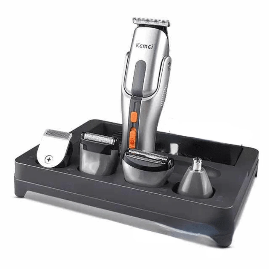 Kemei Rechargeable Electric Hair Clipper KM-680A 5 In 1 Hair Trimmer Shaver Nose Trimmer Body Hair Trimmer 5 In 1 - Gray - View 1