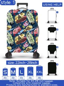 Cubierta protectora de equipaje con estampado personalizado de matasellos, sello postal, sello de equipaje, nombre de ciudad, estilo de hito famoso, proceso de producción mejorado, proceso de fijación elástica general, tela elástica reforzada, lavable, muy adecuada para viajes de negocios, viajes, facturación de equipaje, apta para cajas de 20-28 pulgadas. Bolsa para accesorios escolares