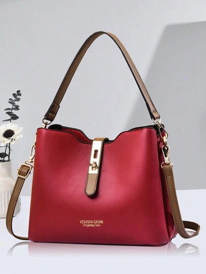 PLANEE 简约多口袋大容量手提包，时尚托特单肩包，斜挎包，女士休闲手提包，单肩包钱包组合，撞色设计，适合通勤、上学和购物，休闲单肩托特包，时尚流浪包购物袋，女士节日礼物