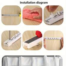 多功能强力粘性窗帘轨道 - 易于安装，无需钻孔，隐藏式设计，适用于家庭和浴室 - 白色 - 查看 10