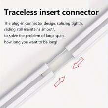 多功能强力粘性窗帘轨道 - 易于安装，无需钻孔，隐藏式设计，适用于家庭和浴室 - 白色 - 查看 9