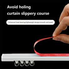 多功能强力粘性窗帘轨道 - 易于安装，无需钻孔，隐藏式设计，适用于家庭和浴室 - 白色 - 查看 2