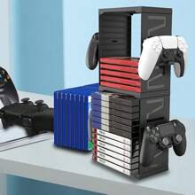 FOR Video Game Storage Tower Compatible With PS4 Switch Games, Universal Video Games Discs Organizers 24 PCS With 4 Controllers Holder, Game Disk Box Stand Rack Accessories - Game CD Storage Rack - View 3