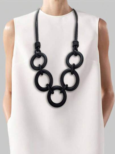 MARLIWOO 1pc Bohemian  Jewel Necklace, Fashionable Luxurious Design Jewelry For Women