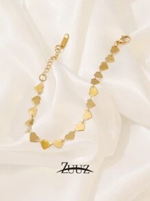 1pc Stainless Steel Peach Blossom Heart Chain Bracelets For Women Simple Love Chain Bracelet Jewelry Gifts Valentines,Mom,Mother,Mother's Day,Gift - Bracelet - View 4