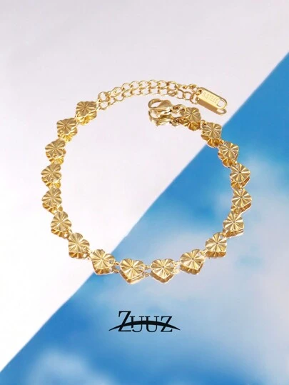 1 st. Roestvrijstalen perzikbloesem hartketting armbanden voor vrouwen Eenvoudige liefdesketting armband Sieraden Geschenken Valentijnsdag, moeder, moeder, Moederdag, cadeau