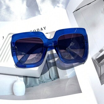 Gafas de moda de estilo callejero en tamaño oversize, gafas de moda de forma cuadrada ancha personalizadas para desfiles, accesorios de playa para mujeres, básicas para atuendos de mujer de otoño-invierno, ropa casual de negocios, regalo para vacaciones de verano, playa, exteriores y viajes