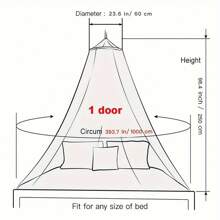 繡花花邊床幔，優雅花卉圖案-針織聚酯紗床帳幔，圓頂頂部公主遊戲帳篷，無支架，可機洗，粉色 - 白色 - 查看 10