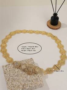 Vintage Court Style Hollow Flower & Head-Shaped Gold Coin Pattern Metal Alloy Waist Chain For Wedding, Banquet, Party Valentines,Mom,Mother,Mother's Day,Gift - Belt Waist Chain - View 5