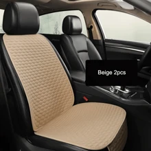 2 pièces Housse de siège de voiture universelle, protecteur de coussin avant et arrière en lin pour tapis de protection de dossier de siège pour l'intérieur d'une voiture, un camion, un SUV, une fourgonnette (1 housses pour siège avant et 1 housses pour dossier)