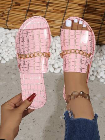 Plus Size Fashionable New Style Chain Flat Sandals For Export