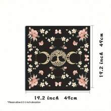 1pc Autumn Phase Moon & Floral Altar Cloth,  Card Reading Cloth For Witches,  Mat For Room Decoration
