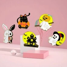 1pc, Halloween Cartoon Pompoen Zinklegering Broche, Metalen Badge Gesp Spookbroche, Geschikt voor het versieren van Kleding Tassen Accessoires