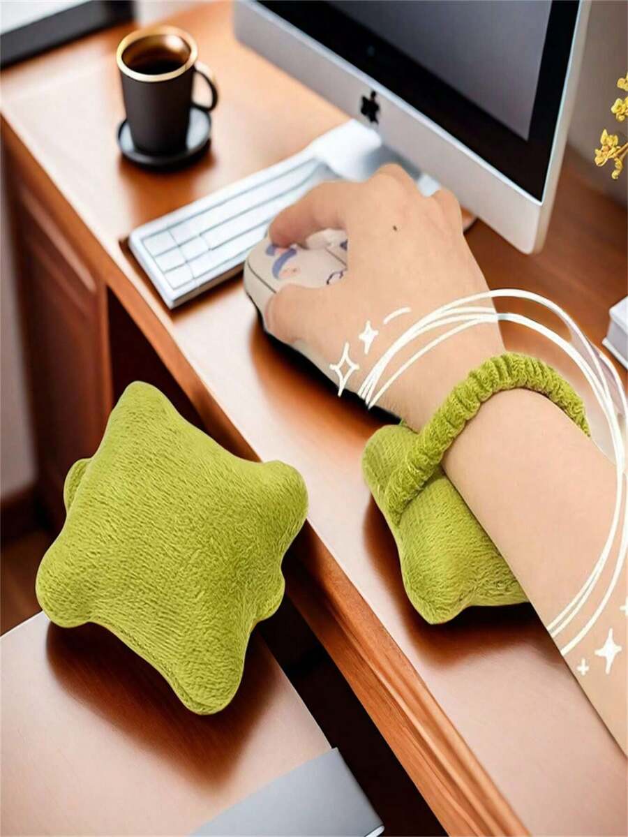 1入可穿戴記憶棉腕墊小枕頭，便攜式鍵盤和滑鼠手腕支撐，舒適輕巧，緩解辦公室疼痛，綠色 - 綠色 - 查看 1